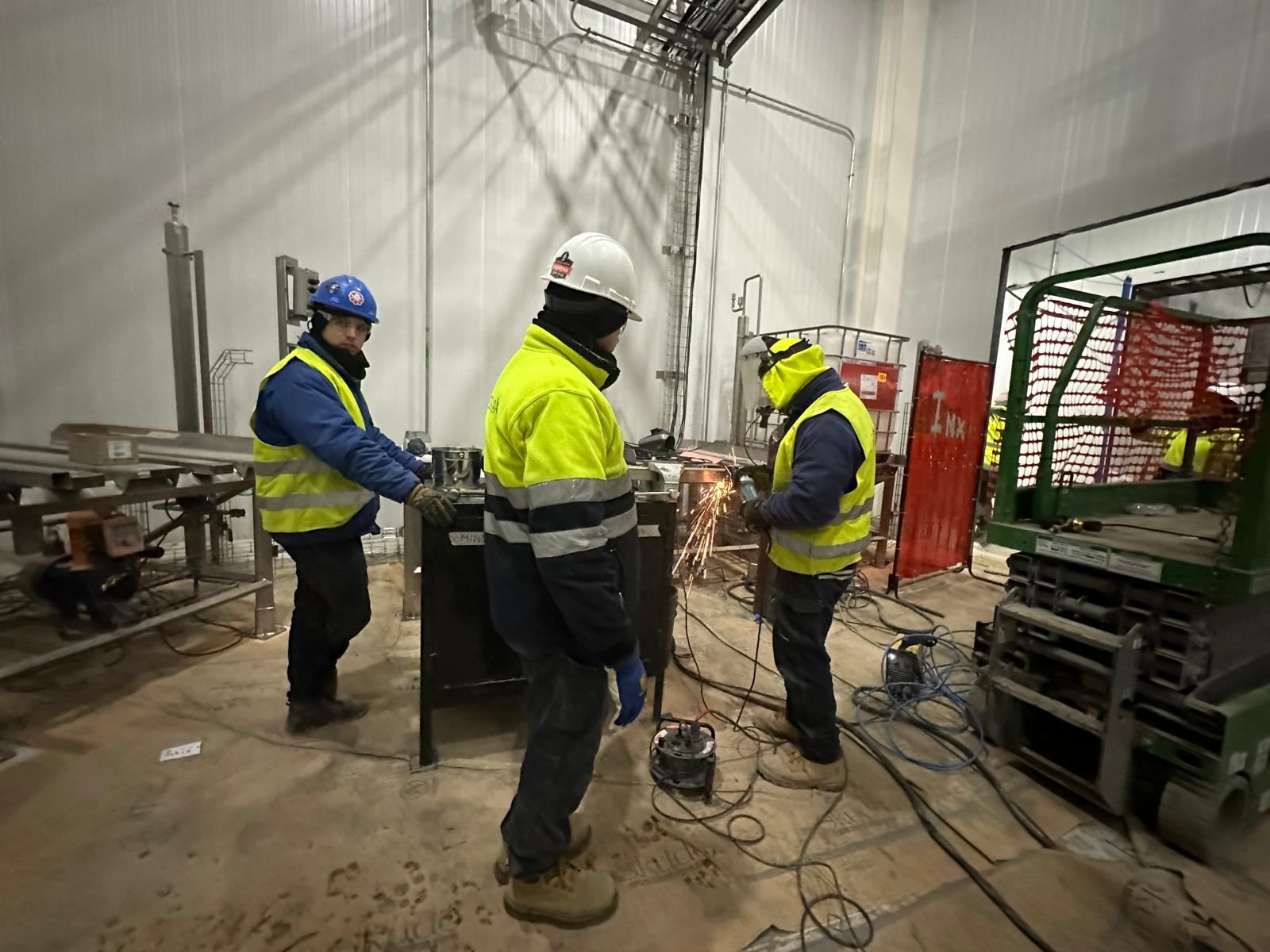 Field crew fabricating on site